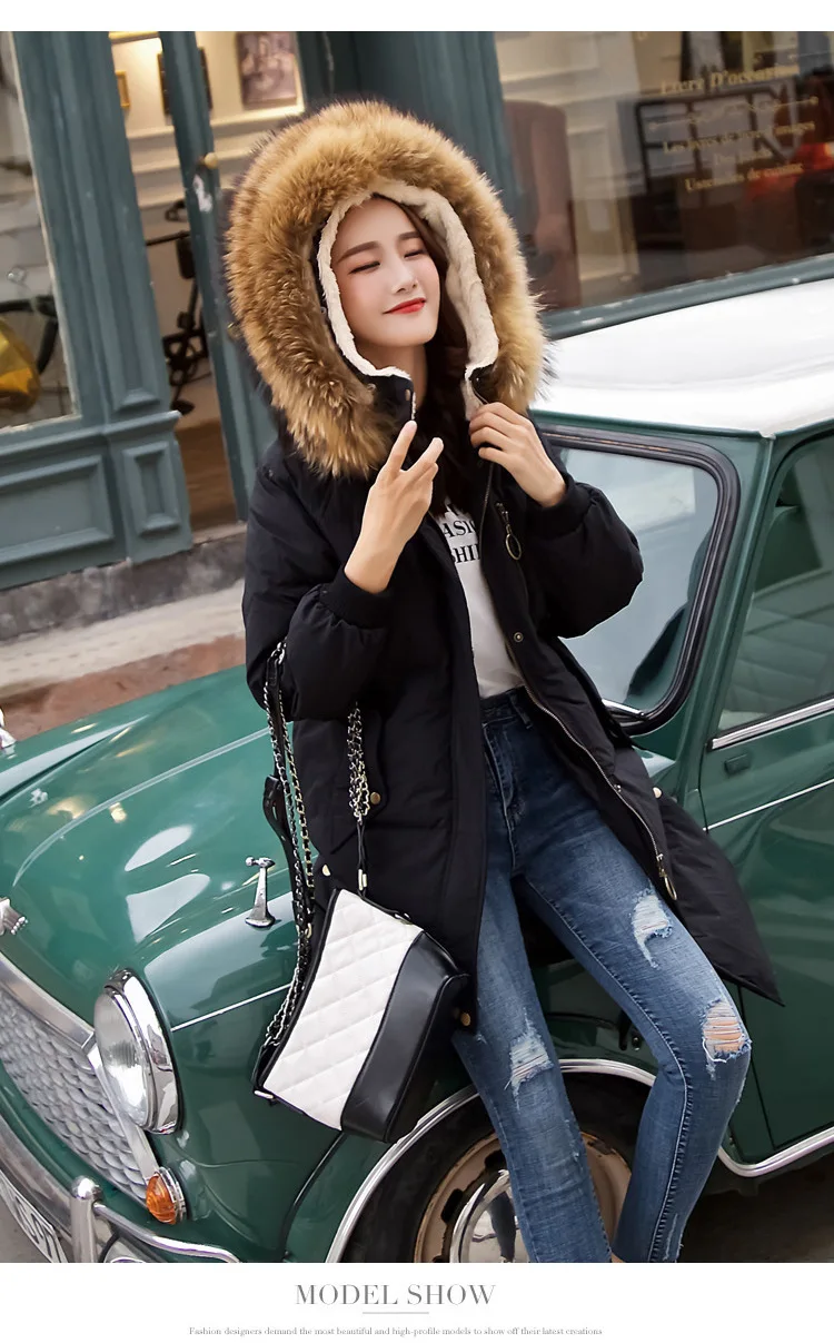 Caramel Ribbon Large Size Dress Winter Fur Collar down Jacket Women's New Style Mid-length Thick Fat Mm Pregnant Women Coat