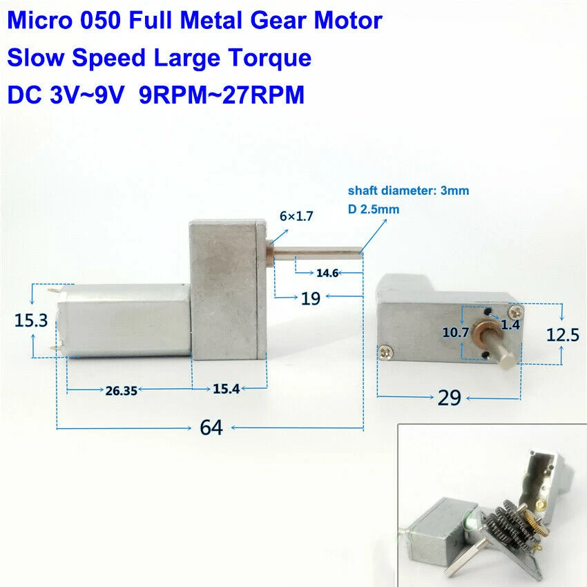 DC 3V 5V 6V 27RPM медленное снижение скорости мини 7-Тип Мотор-Редуктор Полностью