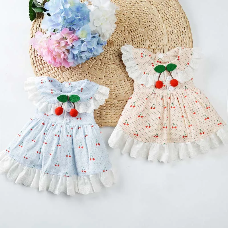 Lovely Cherry Printed Dog Summer Dress Cute Lolita Style Dresses for Small Dogs Comfortable Chihuahua 10A | Дом и сад