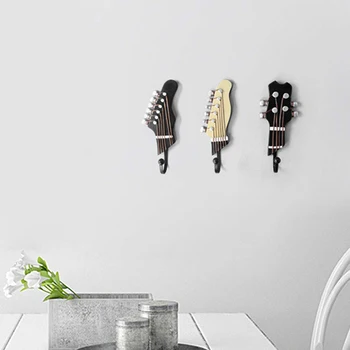 

Multi-purpose Retro Style Guitar Heads Home Hooks Resin-made Clothes Hat Hangers Durable Wall-mounted Bag Purse Holder 3pcs/set