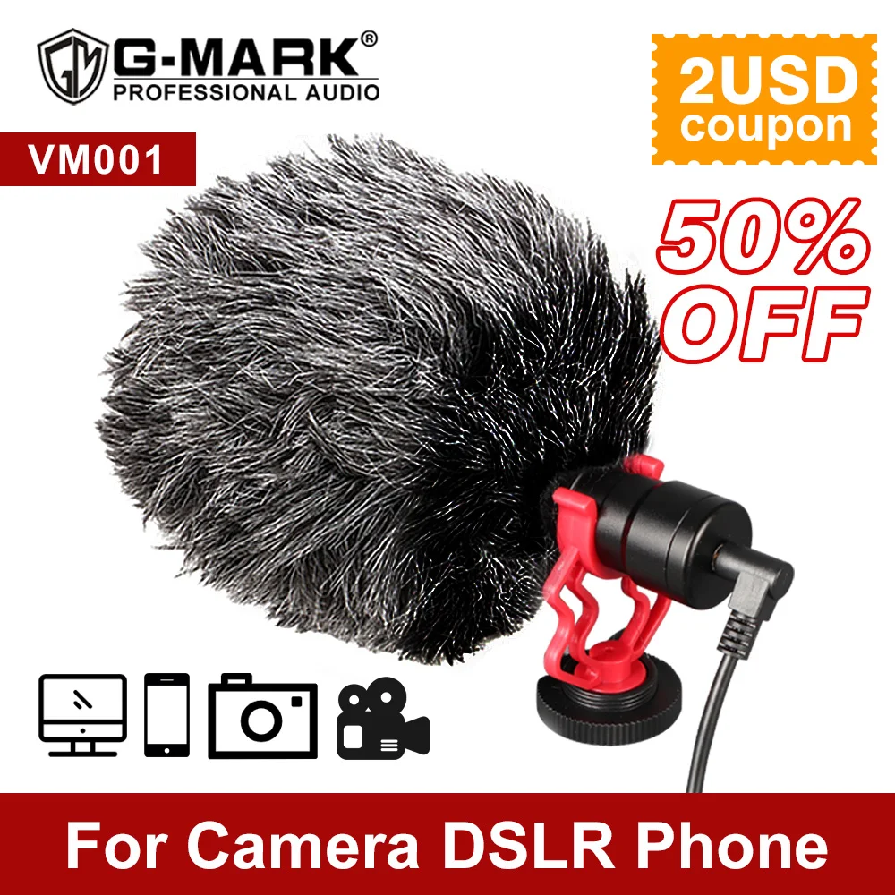 

G-MARK VM001 Shotgun Camera Video Microphone Universal Recording Condenser Interview Microphone for DSLR Phone Smartphones