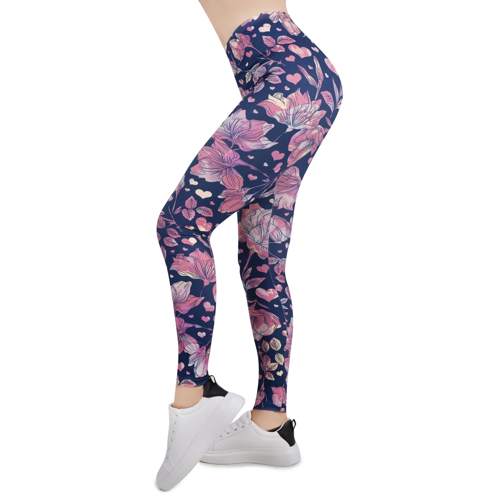 

Women Legging floral love Printing Leggins Slim High Elasticity Legins Popular Fitness Leggings Female Pants#3