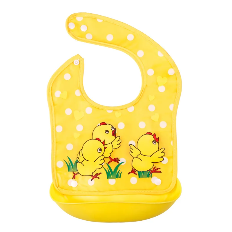 Yellow Chick Детские нагрудники, мягкие, водонепроницаемые, съемные, регулируемые, с мультяшным животным, для малышей, карманные нагрудники, для младенцев, Слюнявчики, инструменты для кормления, детские вещи - Цвет: Yellow Chick