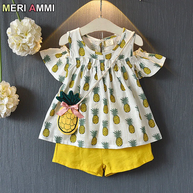MERI AMMI/комплект из 2 предметов, детская одежда для девочек Футболка с цветочным рисунком+ шорты с цветочным рисунком летняя верхняя одежда для девочек возрастом от 2 до 12 лет
