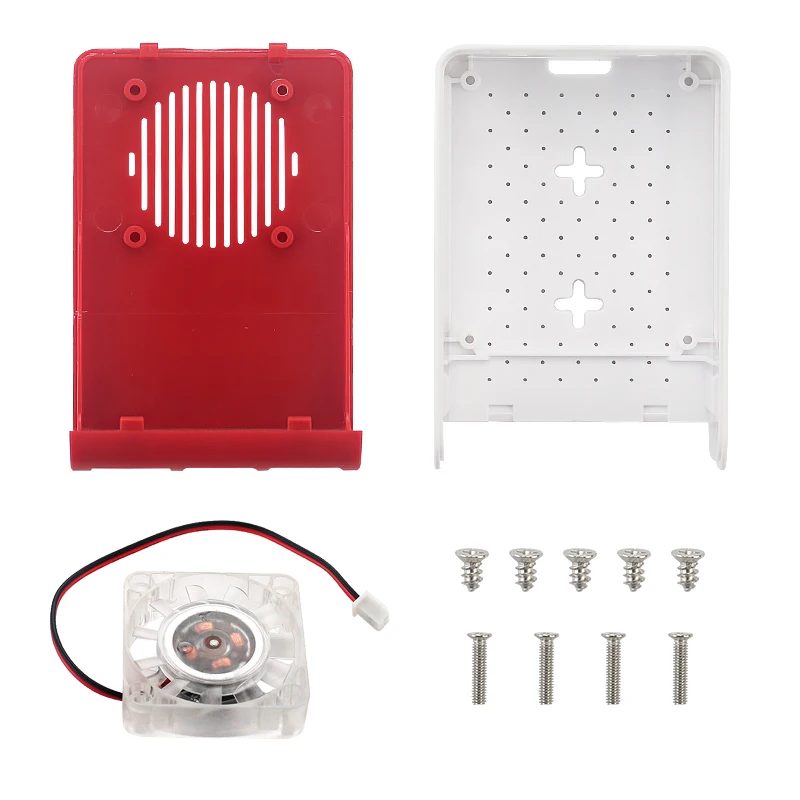 New Raspberry Pi 4 ABS Case with LED Backlight Cooling Fan Red White Housing Sliding Cover Shell for Raspberry Pi 4 Model B