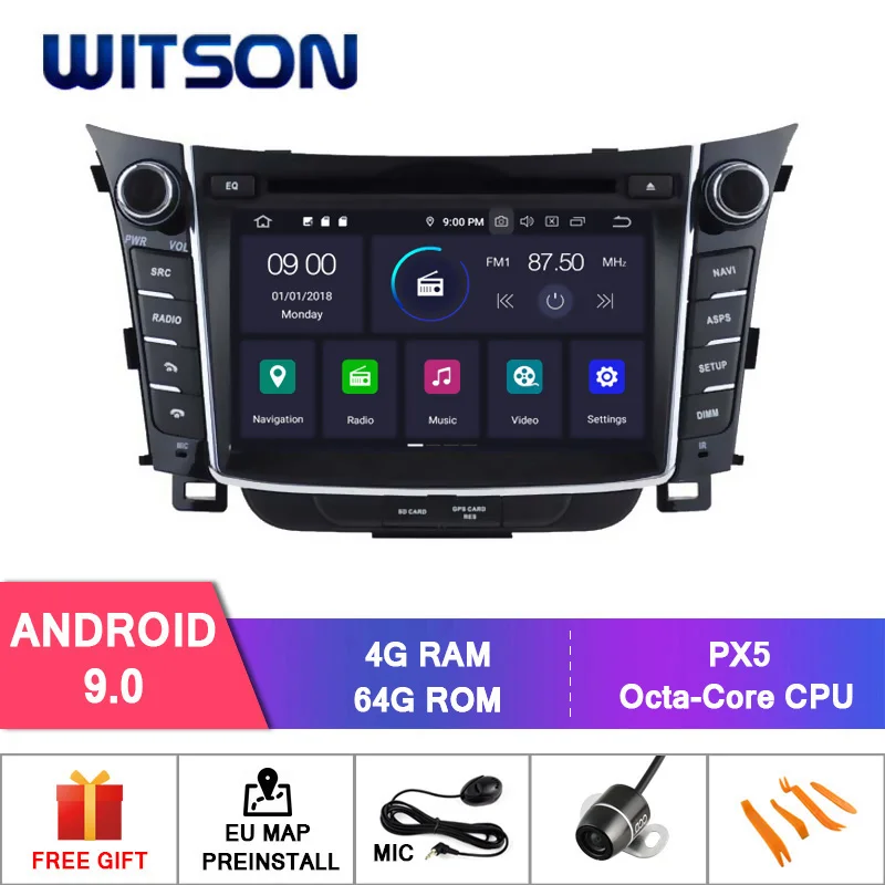 WITSON Android 9,0 Восьмиядерный PX5 автомобильный dvd-плеер для HYUNDAI i30 2011-2013 ips экран 4 Гб ram 64 Гб rom Автомобильный gps навигатор