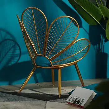 

Nordic Light Luxury Iron Art Bedroom Living Room Home Leisure Chair Net Red Ins Lazy Single Small Sofa Chair Combination