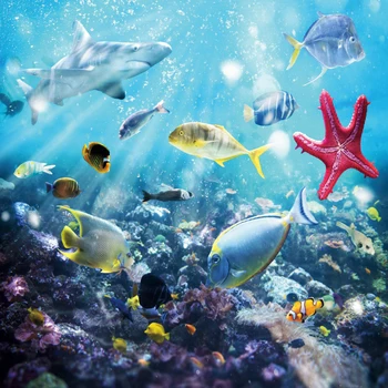 

Laeacco Undersea World Marine Aquarium Background Wedding Children Photo Vinyl Seamless Photography Backdrop For Photo Studio