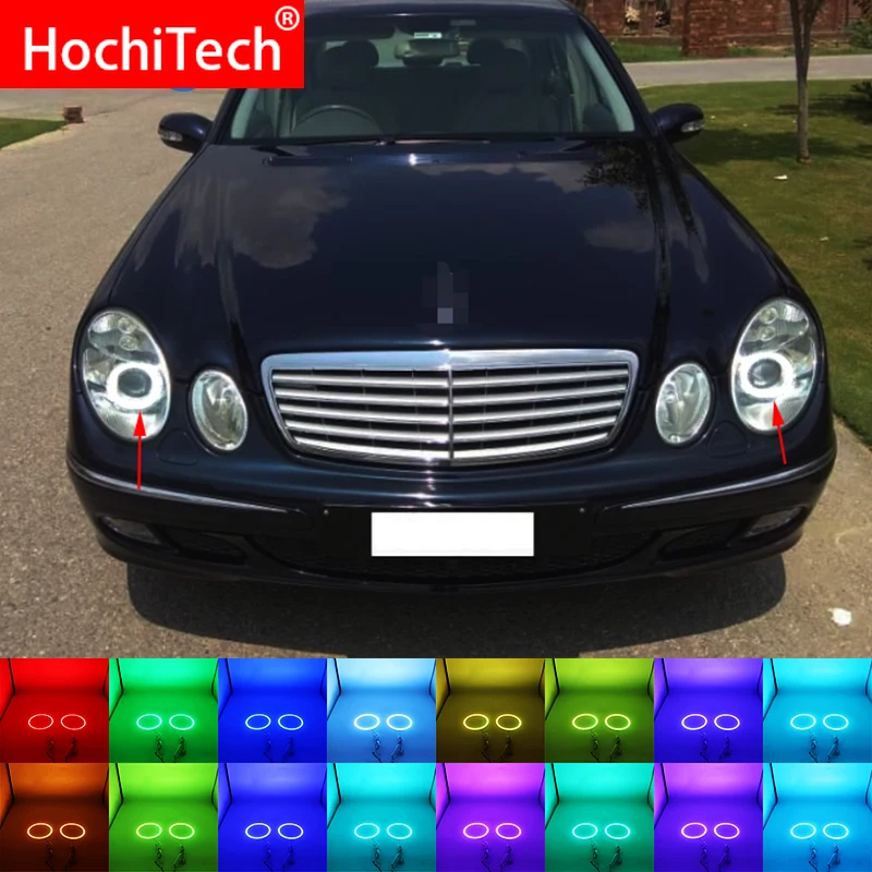Многоцветный RGB светодиодный глаз ангела Halo Кольцо глаз для Mercedes Benz E Class W211 E200 E220 E270 E280 E320 E420 2003-2009 аксессуары