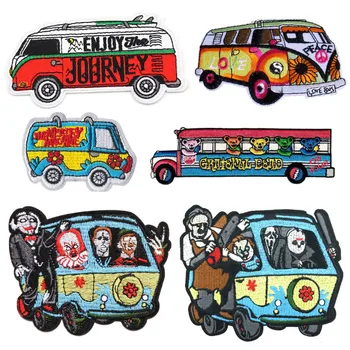 

Novelty Car Scream Horror Team Bus Embroidery Outdoor Patch Iron On Clothes Patches For Clothing Punk Badges Stickers wholesale