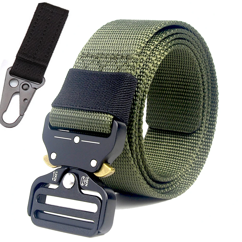 belt and 1 hook Тактический ремень военный высококачественный нейлоновый мужской тренировочный ремень с металлической многофункциональной пряжкой для занятий спортом на открытом воздухе поясной ремень - Цвет: belt and 1 hook