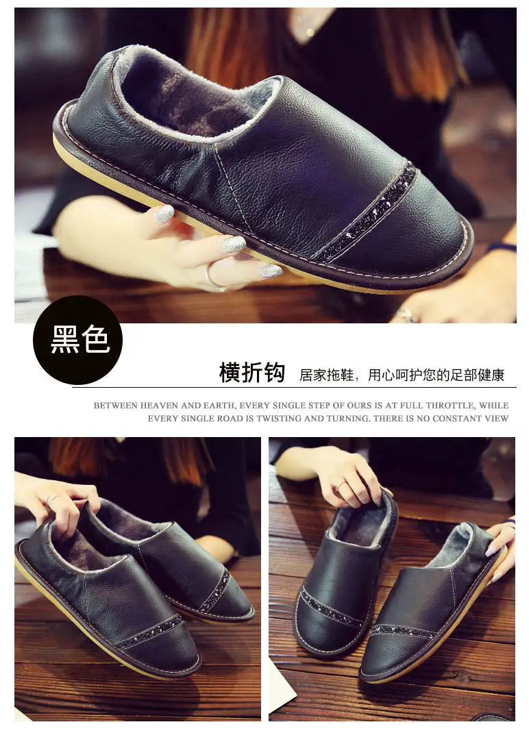 Genuine leather shoes for men home slippers flat natural rubber slippers male High quality unisex fur shoes chaussures hommes