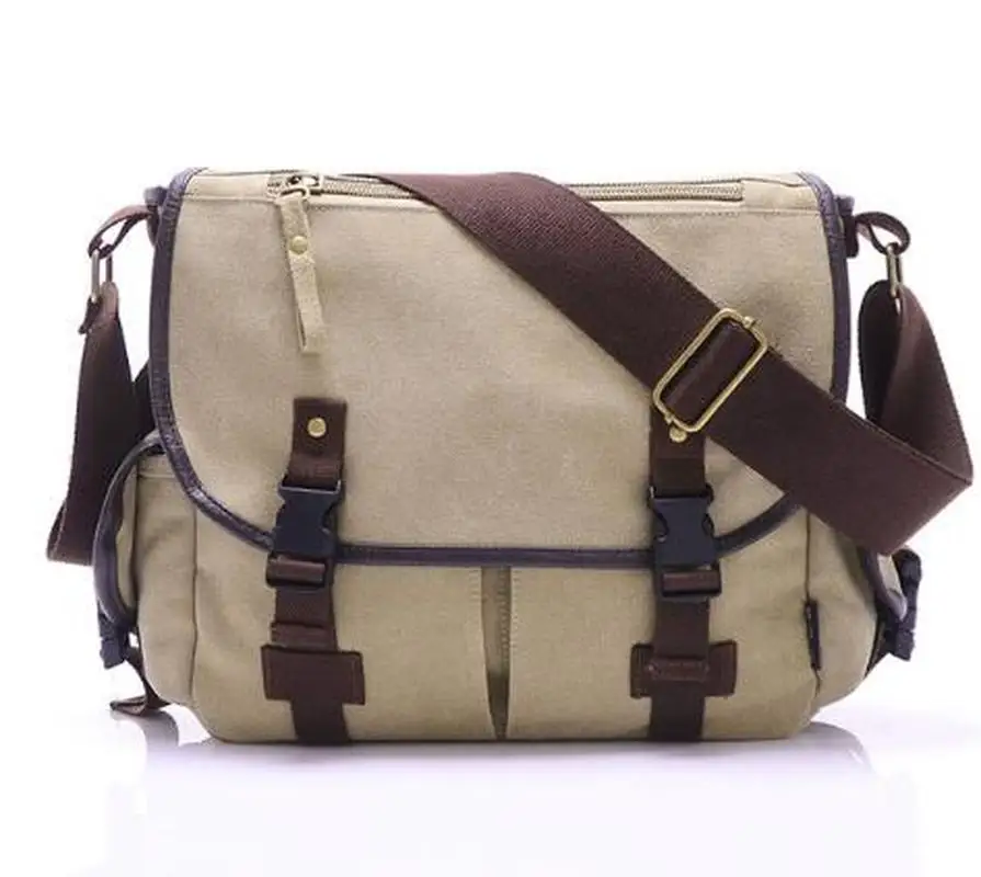 

High Quality Canvas Bag Men's solid cover zipper casual shoulder school bags Male crossbody Bolsa Masculina Men Messenger Bags 3