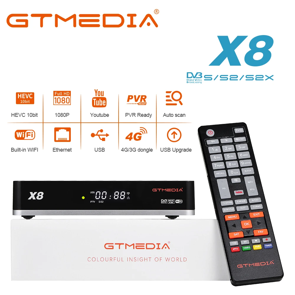GTmedia X8 DVB S/S2/S2X Встроенный 2 4G Wi Fi Поддержка BISS автоматически изменяющийся Full PowerVu