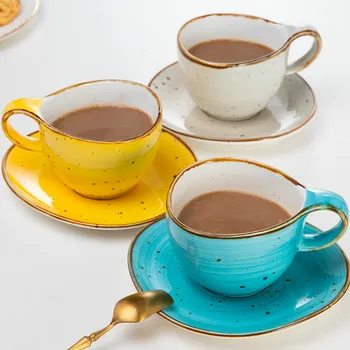 

Japanese Retro Coffee Cup Hand Painted Simple Ceramic Espresso Cups Porcelain Afternoon Tea Cup Kubek Kitchen Drinkware MM60BD