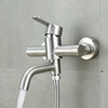 Bathroom Shower Faucets Stainless Steel Triple Bathtub Faucet Mixers Hot Cold Mixer Valve Nozzle Tap Wall Mounted Home Accessory 2