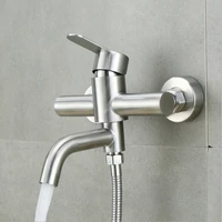 Bathroom Shower Faucets Stainless Steel Triple Bathtub Faucet Mixers Hot Cold Mixer Valve Nozzle Tap Wall Mounted Home Accessory 2