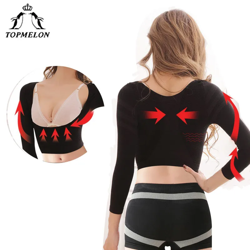 TOPMELON Arm Shaper женское Корректирующее нижнее белье Биндер и Формирователи длинный рукав один размер Пуш Ап моделирующие Топы