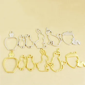 

10Pcs/lot Metal Geometric Bezel Hollow Frame DIY Necklace Pendant UV Resin Epoxy Resin Tools Jewelry Accessories Handmade