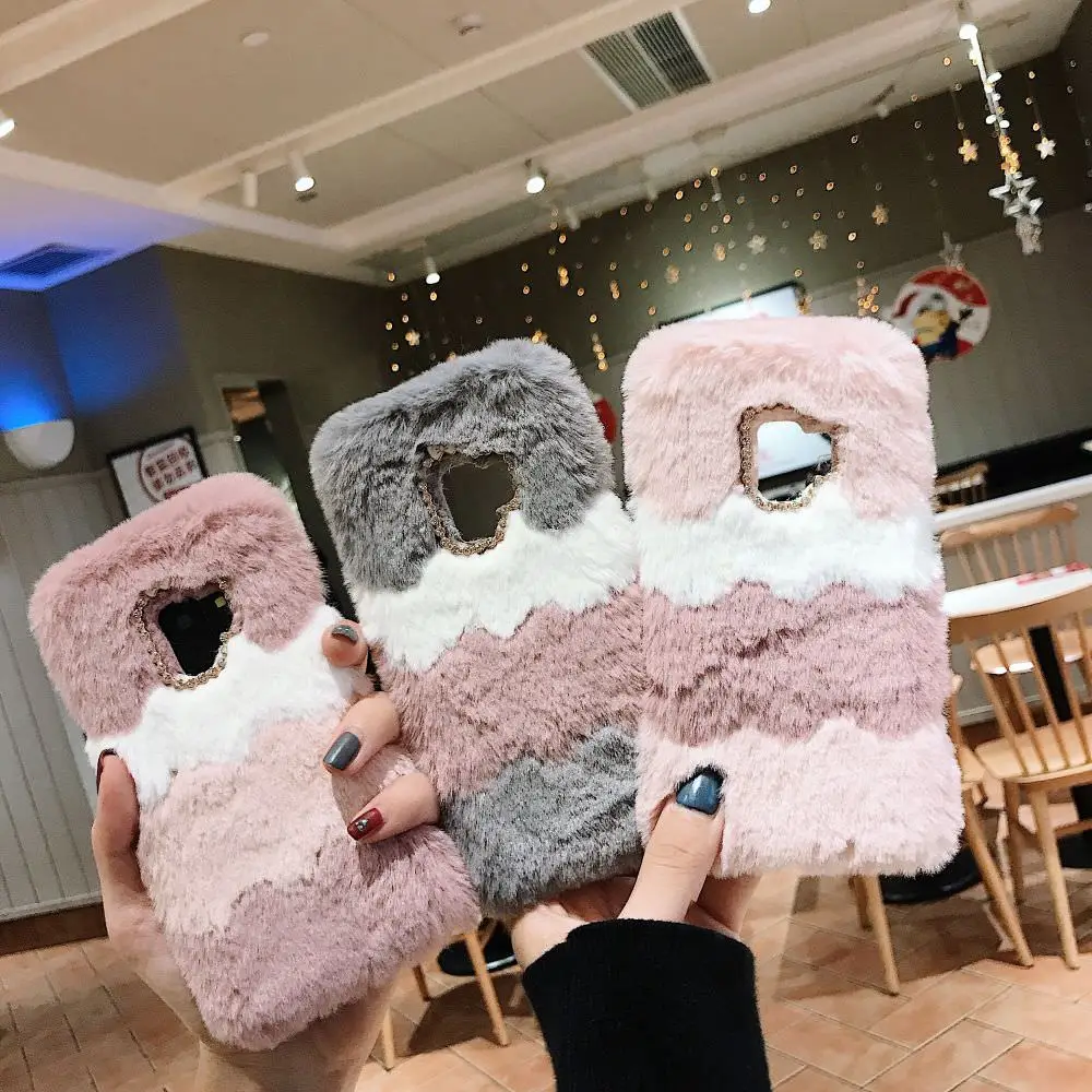 LLZ.COQUE плюшевый Пушистый Зимний чехол из кроличьей шерсти для samsung Galaxy A6 A7 A8 J4 Plus J6 Plus теплый мягкий чехол из ТПУ