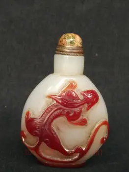 

YIZHU CULTUER ART Unique Collection Vintage art China Glaze Hand Carving Beast Dragon Snuff Bottle