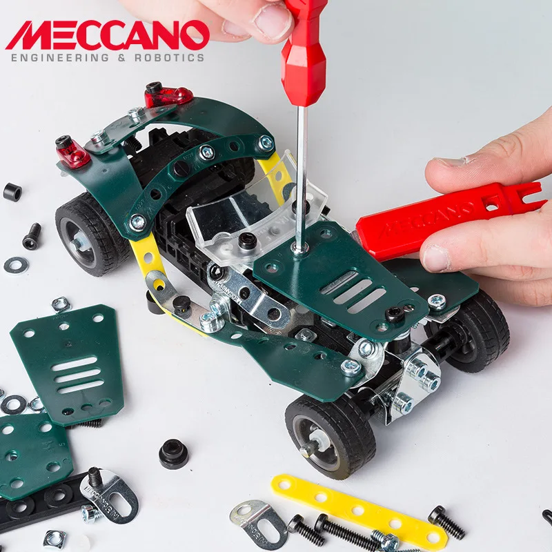 Игрушка Maier Carlo Meccano, многофункциональные детали, обучающая сборка, пять сборных воинов, багги, спортивный автомобиль