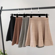 Трикотажная плиссированная юбка Женская Плюс Размер Осень Зима школьные юбки бальное платье эластичная талия Корейская винтажная Harajuku мини юбка Новинка