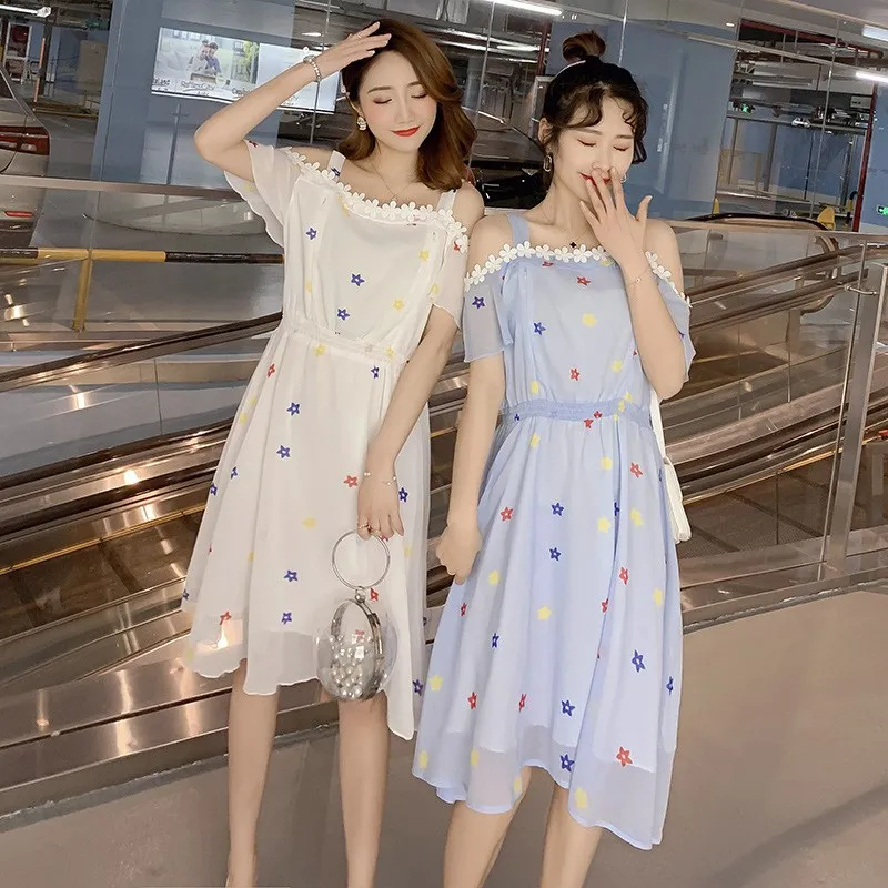 

Pregnant Women Summer Wear 2019 New Style Fashion Pregnant Women Small Fresh New Super Fairy Ladies Star Nursing Dress