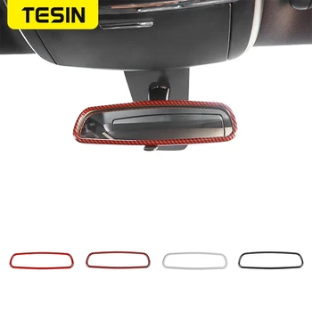 

TESIN Interior Accessories For Dodge Charger 2010+Car Inner Rearview Mirror Frame Decoration Cover Stickers For Dodge Charger