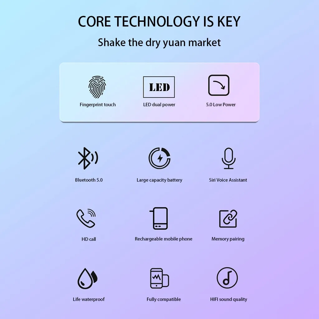 35# TWS Bluetooth наушники гарнитура 5,0 истинный беспроводной двойной в уши цифровой дисплей стерео наушники шумоподавление Гарнитура