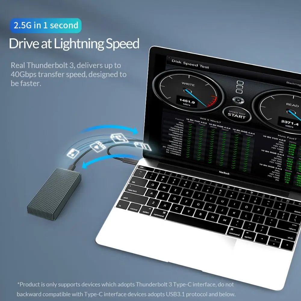 Корпус для SSD накопителя ORICO Thunderbolt 3 NVME M.2 USB C 40 Гбит/с|Корпус жесткого диска| |