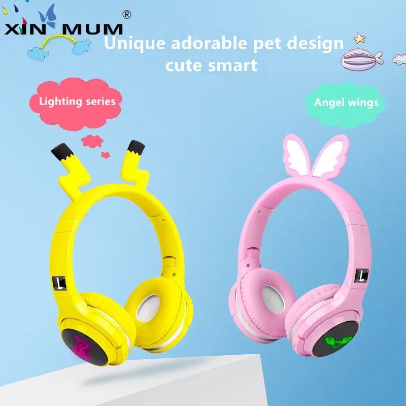 Cute Cartoon Wireless Bluetooth Headphone Bluetooth Headset Support SDCard Audio Cable Headphone for Girl Boy Children Gift 2020