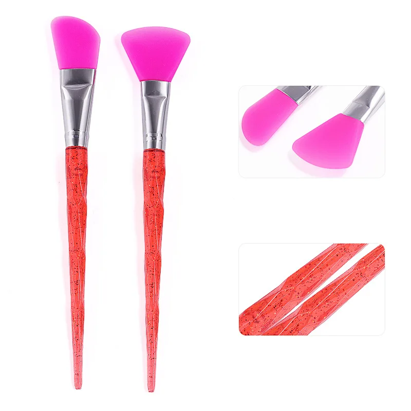 2 Pack High Quality New Sequins Silicone Brush Handle Silicone Mask Brush Soft Film Brush Adjusting Rod DIY Makeup Tools