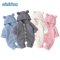 Barboteuse tricotée pour nouveau né, combinaison pour garçon et fille, pull à manches longues, vêtements pour enfants, automne et hiver 