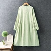 Lamtrip Unique Cotton Retro Floral Print Ruffled Collar Pleated Little Flowers A-line Long Sleeve Spring Dress Kawaii 2022 ► Photo 2/5