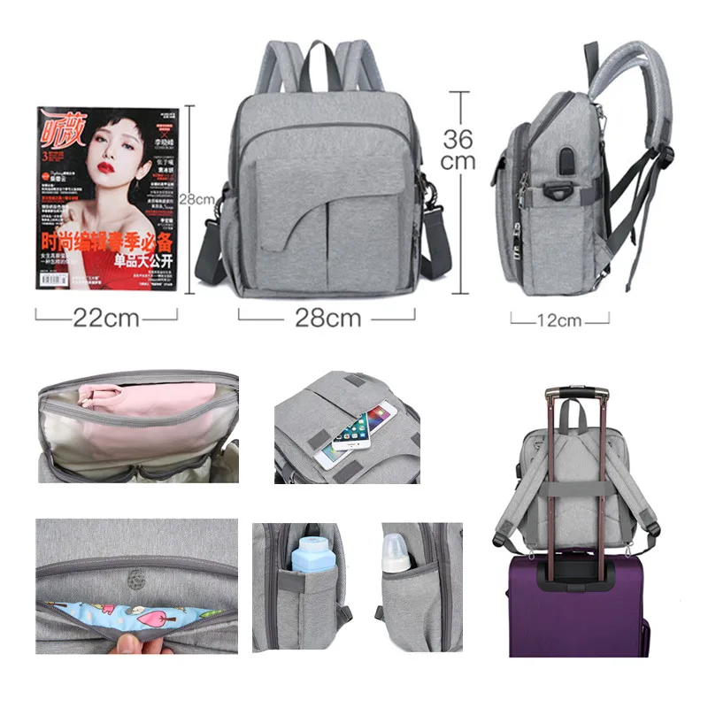 Сумка для обеденного стула, многофункциональная сумка для подгузников, новинка, стильная водонепроницаемая сумка для мамы, рюкзак для подгузников для путешествий, сумки для мам