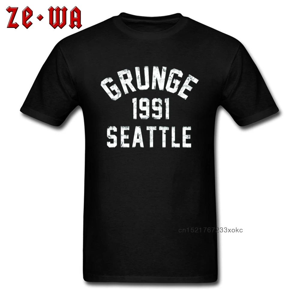 

1991 Men T-shirt Grunge Seattle Tops Tshirt Grunge Music T Shirts Seattle Sound Black Tee Rock Music Cotton Streetwear 90s Rap