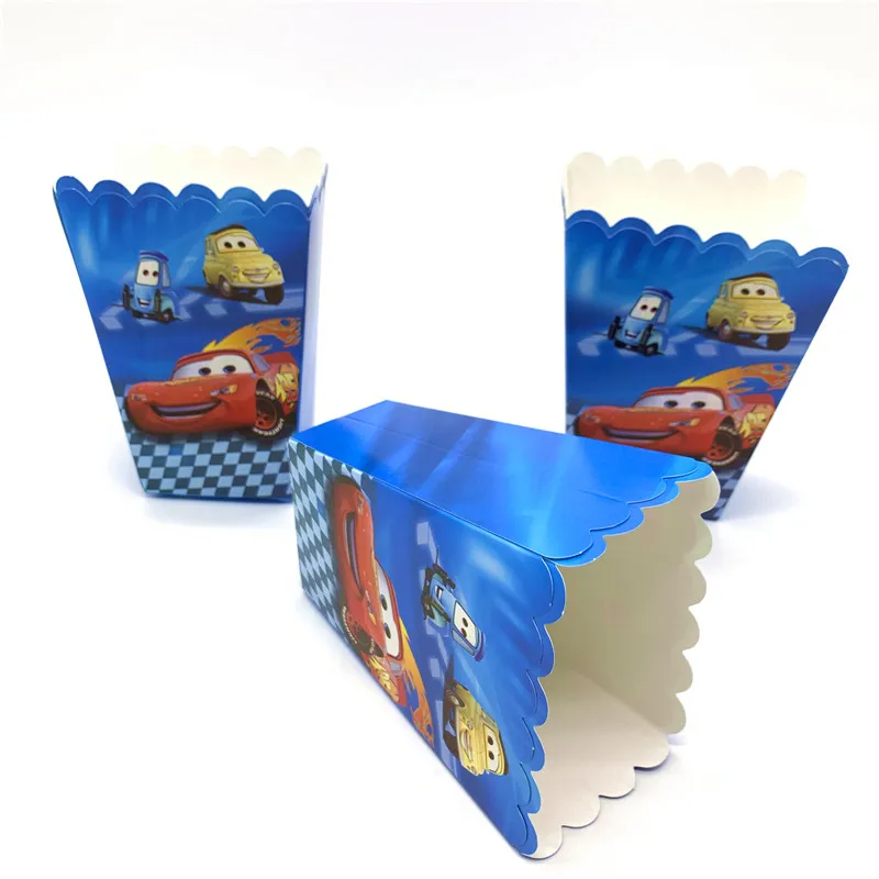 popcorn-box-6pcs Для маленьких мальчиков для празднования первого дня рождения принадлежности автомобилей disney праздничный комплект День рождения тема детская игрушка в ванную disney автомобили набор одноразовой посуды - Цвет: popcorn-box-6pcs