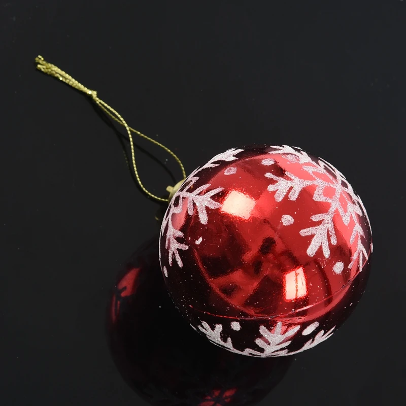 6 шт. шары для рождественской елки диаметр 6 см Снежинка цвет рисунок украшения шар рождественские вечерние свадебные украшения(красный
