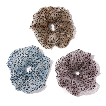

Oversized Leopard Organza Scrunchie Girls Elastic Thin Hair Ties Rope Hair Accessories Print Ponytail Holder Hair Ring Headwear