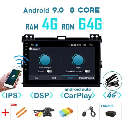1280P Android 9,0 4G 64G Carplay gps для Toyota LAND CRUISER Prado 120 Lexus GX470 мультимедиа DSP ips экран стерео без DVD Радио - Цвет: 4G64G DSP carplay-C