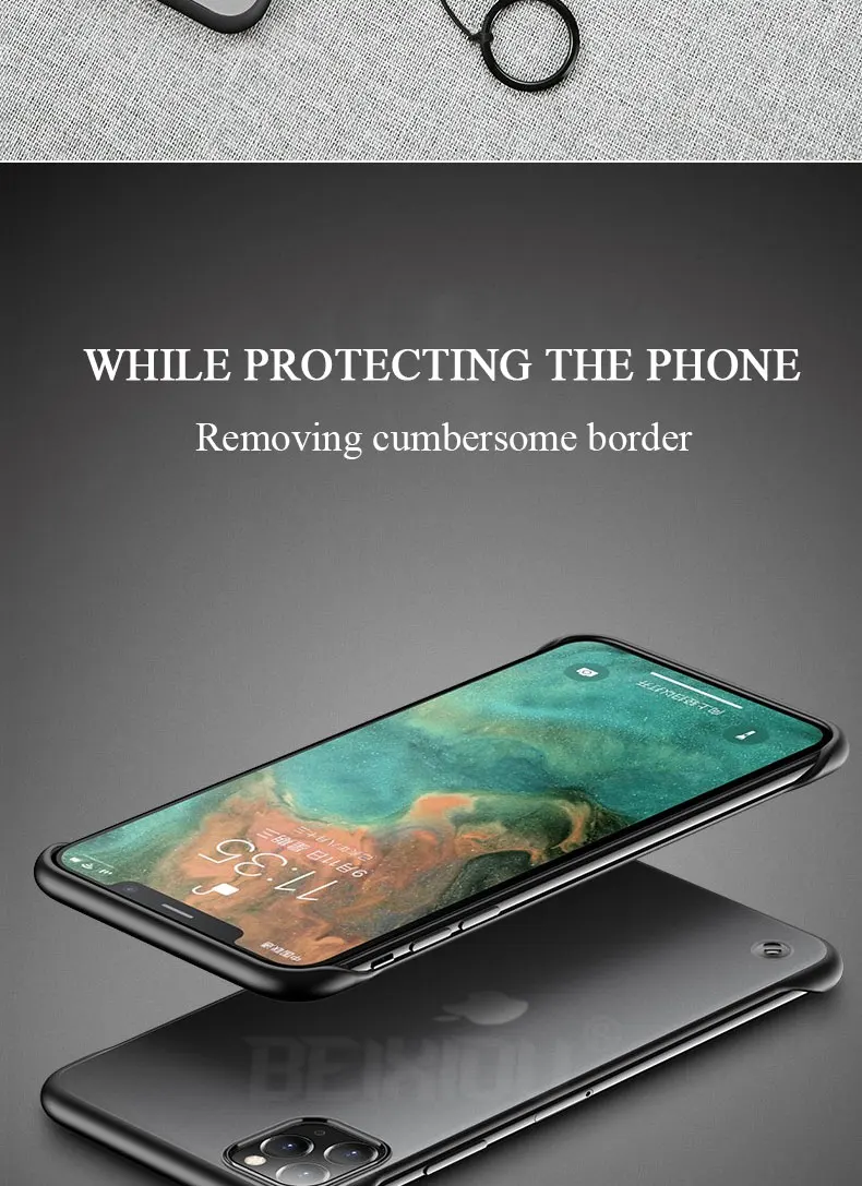 11 Pro Чехол для iPhone 11 Pro Max чехол матовый безрамочный чехол для телефона для iPhone 11 Pro Max противоударный без оправы, бесплатный кольцевой ремешок