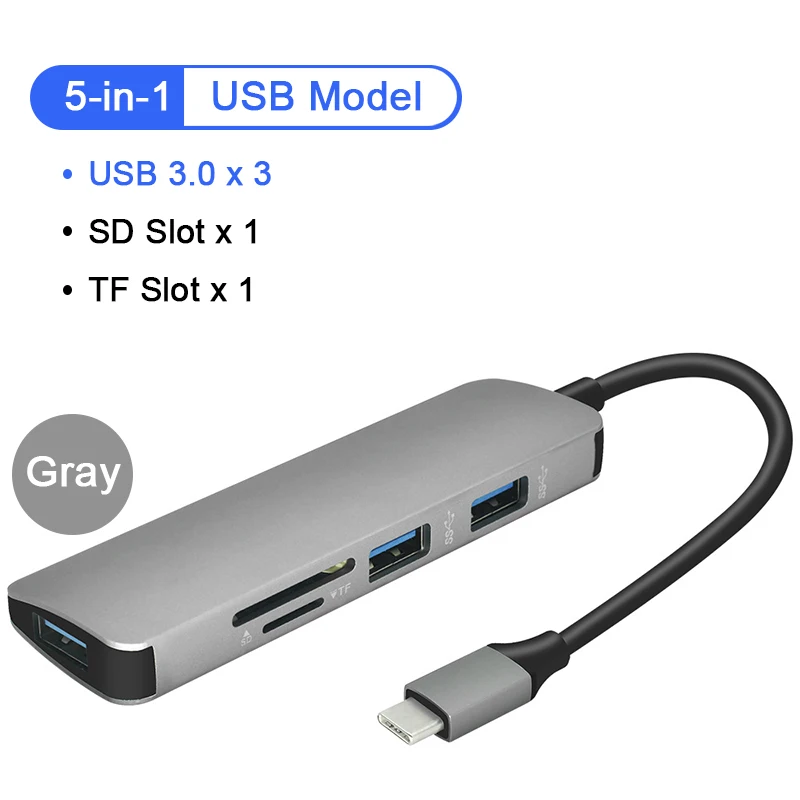 5 в 1 USB C концентратор USB-C-3,0 концентратор HDMI PD Thunderbolt 3 адаптер для MacBook samsung Galaxy S9/S8 huawei P20 Pro type C usb-хаб