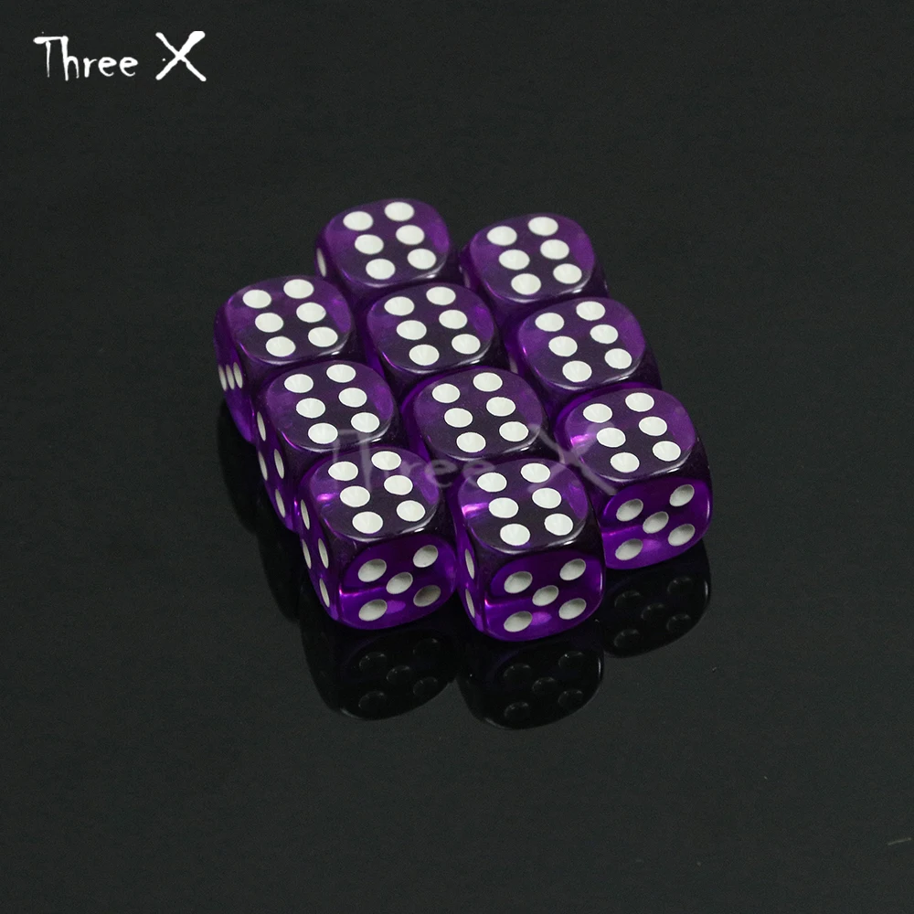 Vibrant 10-Color 14mm Clear D6 Dice Set (10 Pieces)