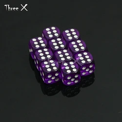 Vibrant 10 - Color 14mm Clear D6 Dice Set (10 Pieces) (PURPLE)