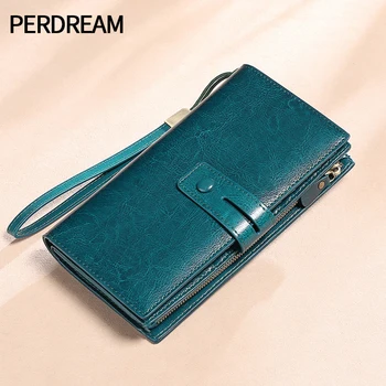 

Ladies Wrist Wallet Long Zipper Multi-Card Position Leather Large Capacity Clutch Fashion Cowhide Wallet Coin Purse