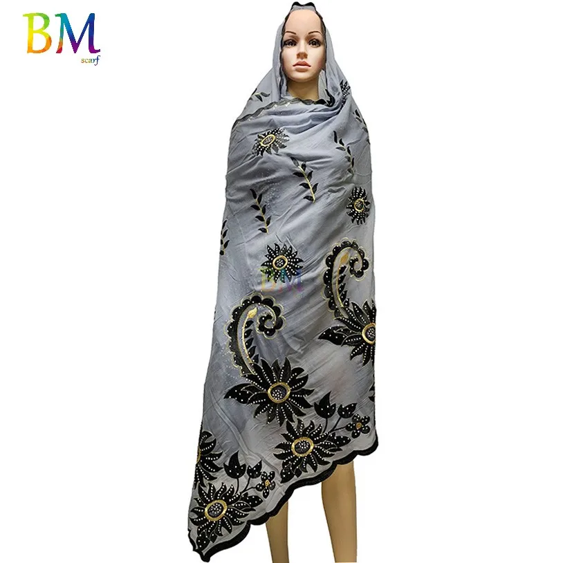 Модные африканские женские шарфы большой цветок вышивка прекрасный дизайн хлопковый шарф дышащий и мягкий шарф шали пашмины BX45