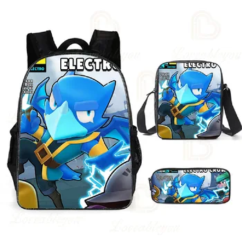 

Brawler Game School Backpack Stars Hero Poco Crow Casual School Bags Set Boys Girls Teenager Backpack Sets
