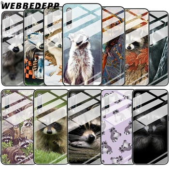 

Cute Raccoon Art Tempered Glass Case for Xiaomi Mi 8 Lite 9 F1 5X 6X A1 A2 Cover