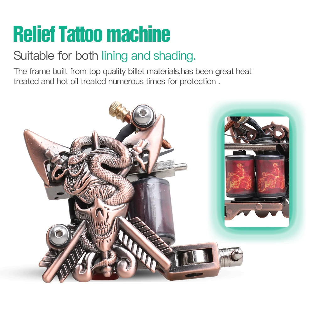 Kopen Beginner Compleet Tattoo Kit 2 Machine Guns Voeding Naalden Grip Tip Set HW 10GD